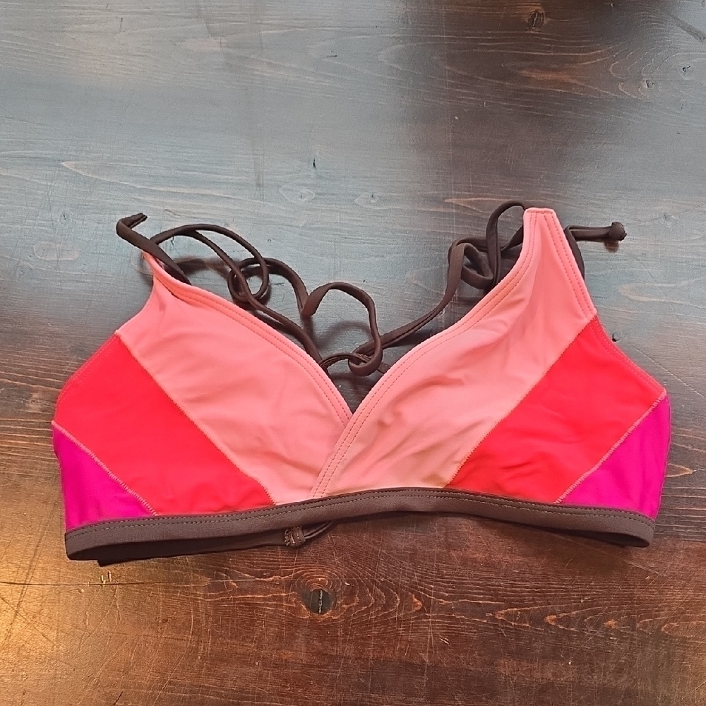 Prana Color Block Cross-Back Bikini Swim Top (Size M)